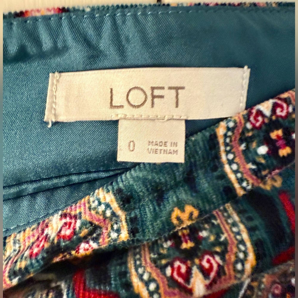 Loft Boho Kaleidoscope Psychedelic Print on Cotton Corduroy A-Line Mini Skirt - Picture 7 of 7